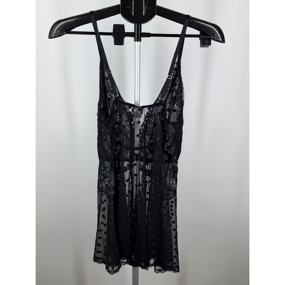 Seductivewear by Cinema Etoile Black Lace Babydoll & Cabernet Lace Bolero Set M - Picture 4 of 7
